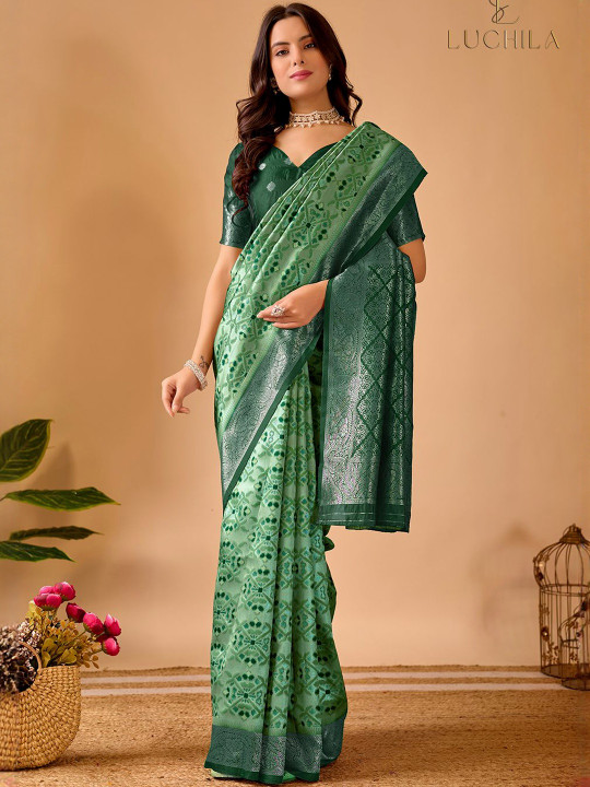Ethnic Motifs Woven Design Zari Art Silk Patola Saree