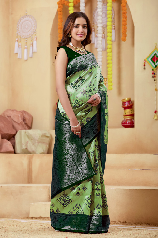 Luchila Woven Design Zari Patola Saree With Blouse Piece