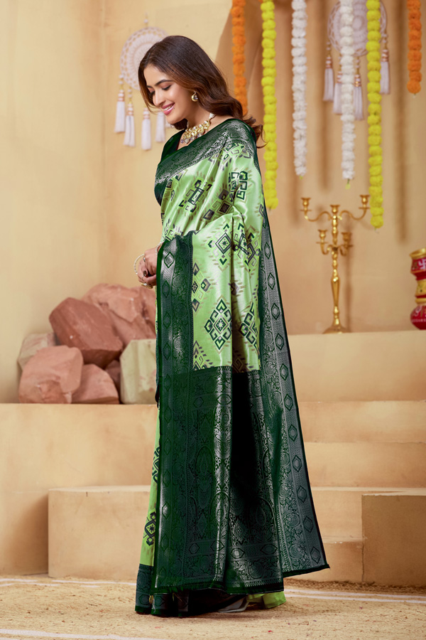 Luchila Woven Design Zari Patola Saree With Blouse Piece