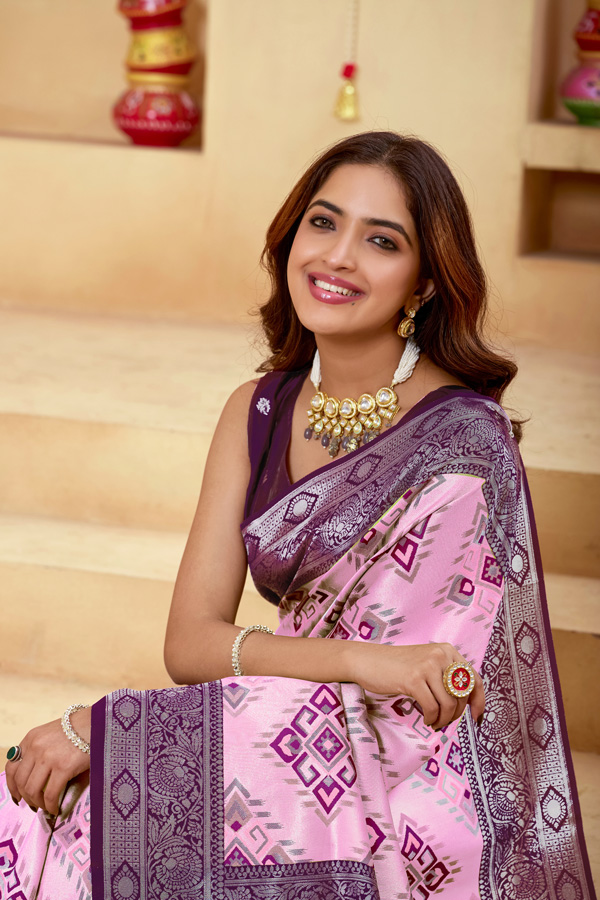Luchila Woven Design Zari Patola Saree With Blouse Piece
