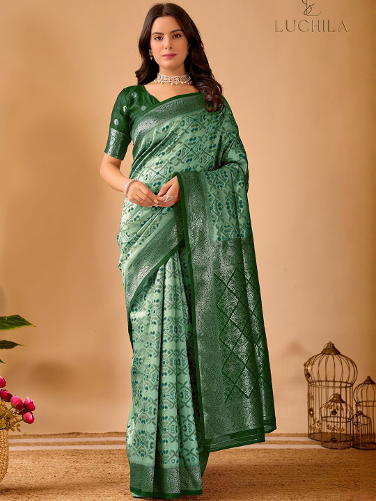 Ethnic Motifs Woven Design Zari Art Silk Patola Saree