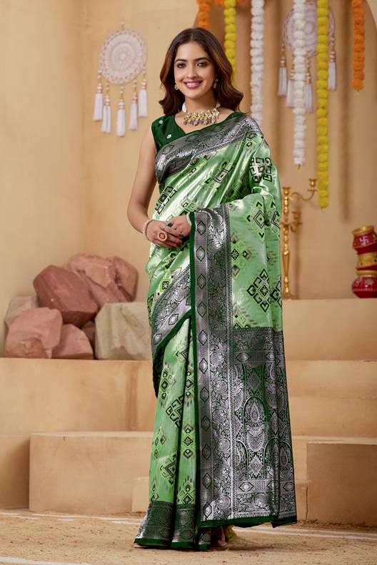 Luchila Woven Design Zari Patola Saree With Blouse Piece