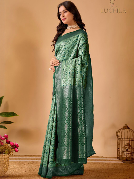 Ethnic Motifs Woven Design Zari Art Silk Patola Saree