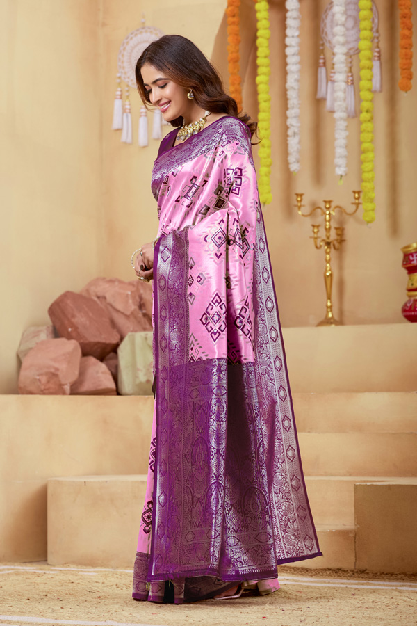 Luchila Woven Design Zari Patola Saree With Blouse Piece