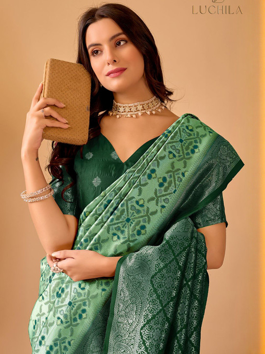 Ethnic Motifs Woven Design Zari Art Silk Patola Saree