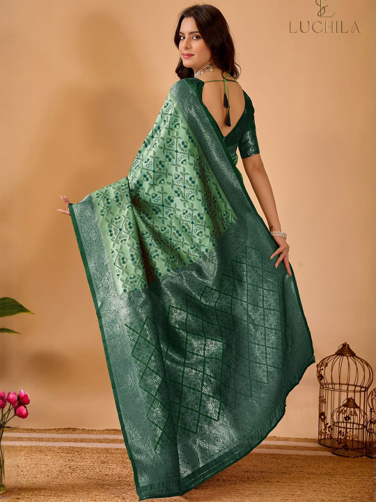 Ethnic Motifs Woven Design Zari Art Silk Patola Saree