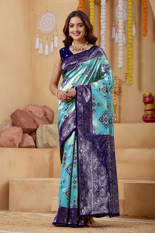 Luchila Woven Design Zari Patola Saree With Blouse Piece