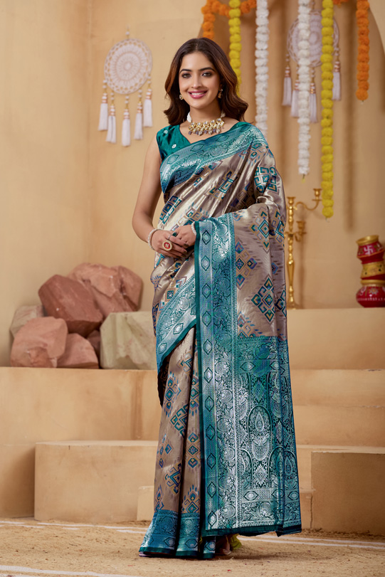 Ethnic Motifs Woven Design Zari Patola Saree