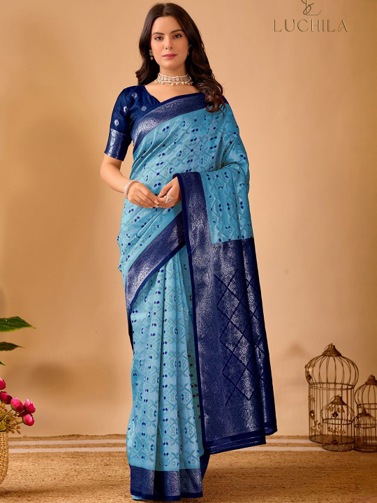 Woven Woven Design Zari Patola Saree with a Blouse piece