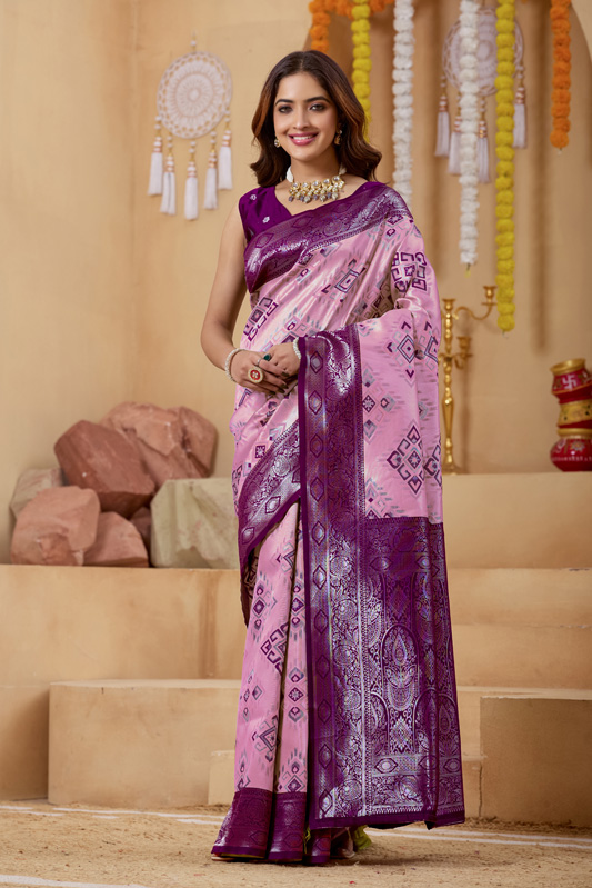 Luchila Woven Design Zari Patola Saree With Blouse Piece